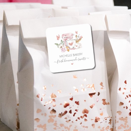 Waterverf Bakkerij stand mixer Vierkante Sticker