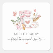 Waterverf Bakkerij stand mixer Vierkante Sticker (Voorkant)