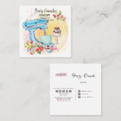 Waterverf bakkerijbanketbakkerswaren Cupcakes Squa Vierkante Visitekaartje (Voorkant / Achterkant)