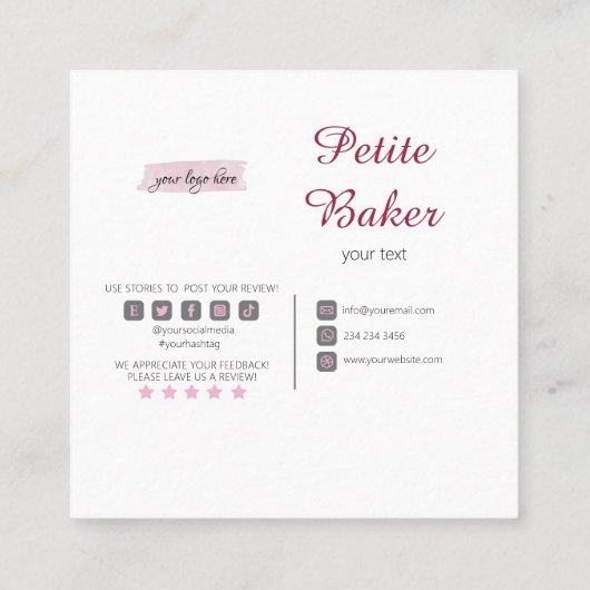 Waterverf bakkerijmixer banketbakkerskoeken vierkante visitekaartje (Achterkant)