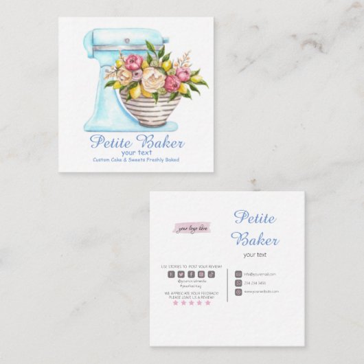 Waterverf bakkerijmixer banketbakkerskoeken vierkante visitekaartje (Voorkant / Achterkant)