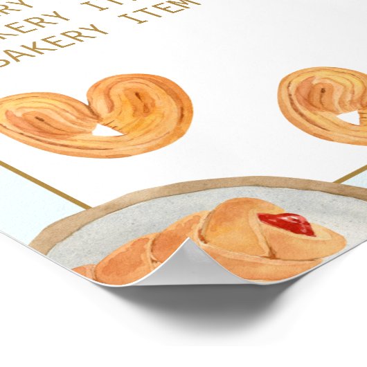 Waterverf Baktaart en gebak Winkel Bakkerij Menu Poster (Hoek)