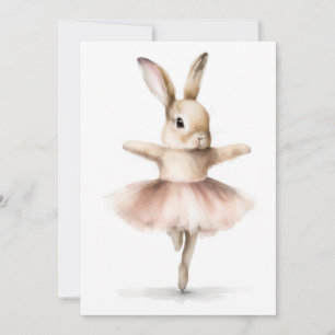 Waterverf Ballerina Bunny Dancing Tan Pink Kaart