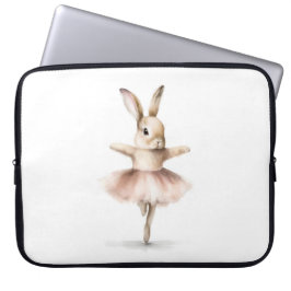 Waterverf Ballerina Bunny Dancing Tan Pink Laptop Sleeve