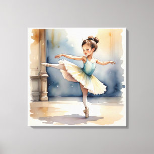 Waterverf Ballerina Canvas Afdruk