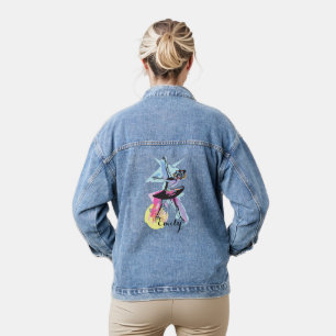 Waterverf Ballerina Dancer Gepersonaliseerd Denim Jacket