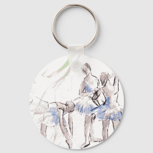 Waterverf Ballet Dancing Ballerina Sleutelhanger (Voorkant)