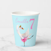 Waterverf ballet swan op maat 7 jaar papieren bekers (Voorkant)