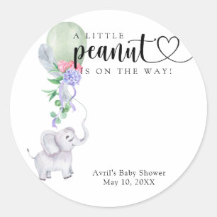 Waterverf ballon & olifant - baby shower ronde sticker