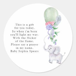 Waterverf ballon, olifant - Prayer Candle Label