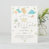 Waterverf ballon Puppy Baby Girl Shower Kaart (Staand voorkant)