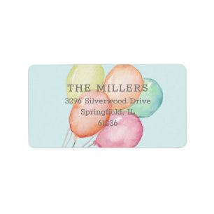 Waterverf ballonnen blauw etiket