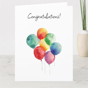 Waterverf ballonnen gefeliciteerd minimalistisch bedankkaart