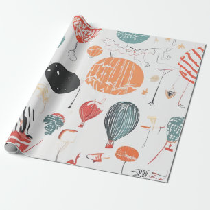 Waterverf ballonvaartsfeest cadeaupapier