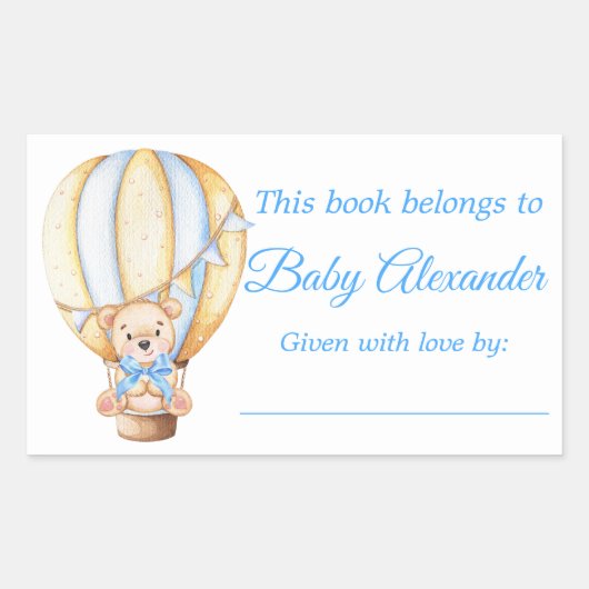 Waterverf Balloon Teddy Bear Bookplate Labels (Voorkant)
