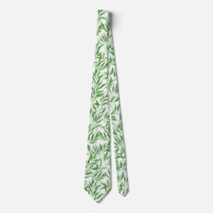 Waterverf Bamboe Leaf Branches Vines Forest Stropdas