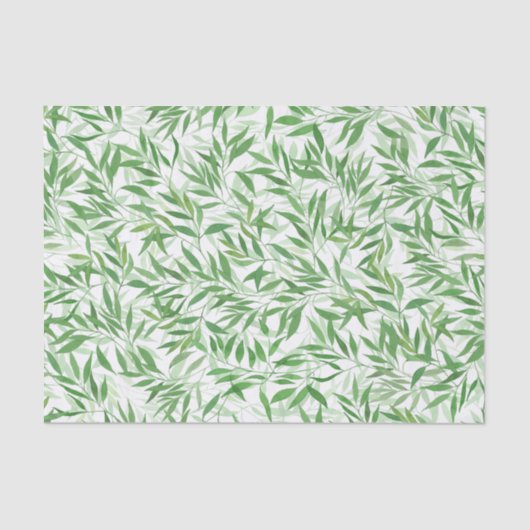 Waterverf Bamboe Leaf Branches Vines Forest Tissuepapier (Voorkant)