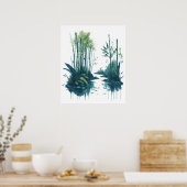 waterverf bamboe schilderij poster (Keuken)