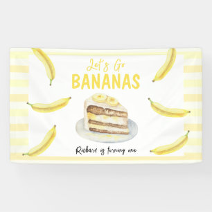 Waterverf Banaan Cake Verjaardagsfeestje Spandoek