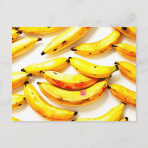 Waterverf Bananen in zachte tinten met wit Briefkaart