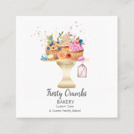 Waterverf banketbakkerijbanketbakkerswaren Cupcake Vierkante Visitekaartje