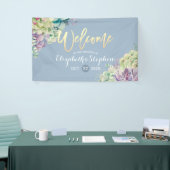 Waterverf Banner voor bruiloft Succulente Planten (Beurs)