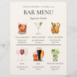 Waterverf Bar Menu Briefhoofd