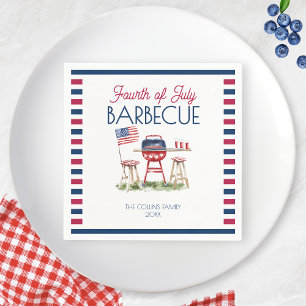 Waterverf Barbecue Vlag 4 juli Zomerfeest Servet