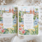 Waterverf Barcelona Destination Wedding Kaart