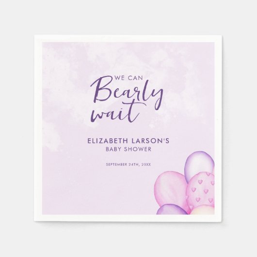 Waterverf Barly Wait Baby shower Servet (Voorkant)