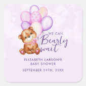 Waterverf Barly Wait Baby shower Vierkante Sticker (Voorkant)