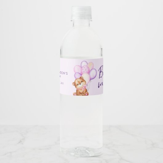 Waterverf Barly Wait Baby shower Waterfles Etiket (Voorkant)