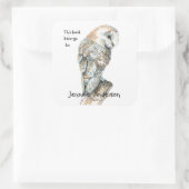 Waterverf Barn Owl Bird art Custom Bookplate Vierkante Sticker (Tas)