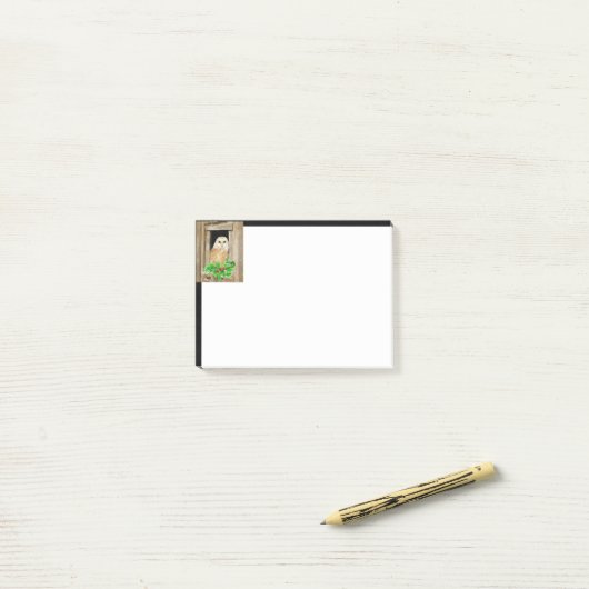 Waterverf Barn Owl Bird in Window Kerstmis Post-it® Notes (Op bureau)