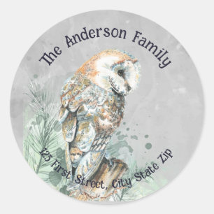Waterverf Barn Owl Bird Natuur Wildlife Art Ronde Sticker