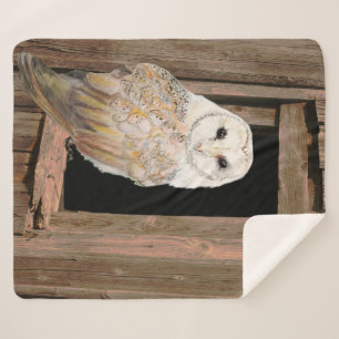 Waterverf Barn Owl Bird Wildlife Natue Art Sherpa Deken