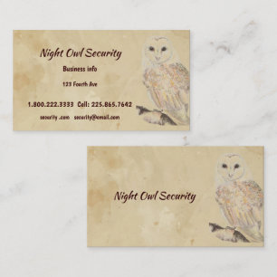 Waterverf Barn Owl Security Business Visitekaartje