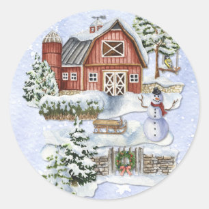 Waterverf Barn Stone Gate Ronde Sticker