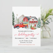 Waterverf Barn Truck Rustic Kerstparty Kaart (Staand voorkant)