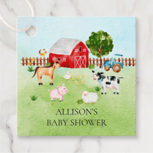 Waterverf Barnyard Dieren Baby shower Favor Bedankjes Labels