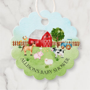 Waterverf Barnyard Dieren Baby shower Favor Bedankjes Labels
