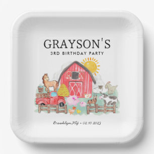 Waterverf Barnyard Dieren Kinder Boerderij Verjaar Papieren Bordje