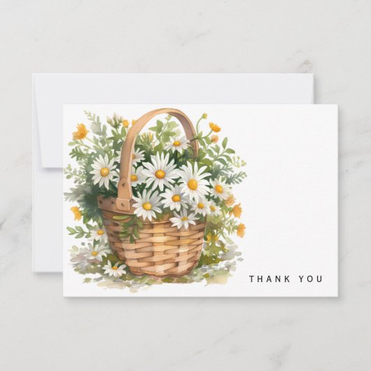 Waterverf Basket van Daisies Bereavement Dank u Bedankkaart (Voorkant)