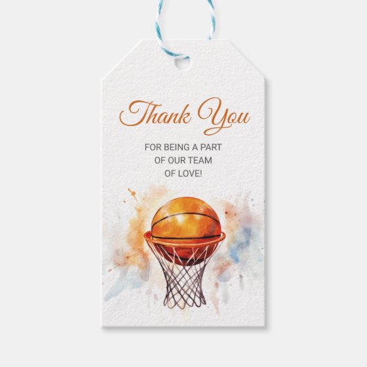 Waterverf Basketbal Baby shower Cadeaulabel (Voorkant)