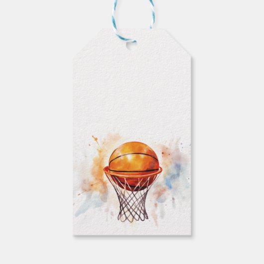 Waterverf Basketbal Baby shower Cadeaulabel (Achterkant)