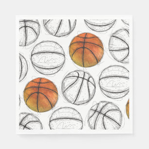 Waterverf basketbal papier servetten