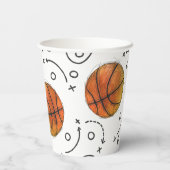 Waterverf Basketbal Party Cups Papieren Bekers (Achterkant)