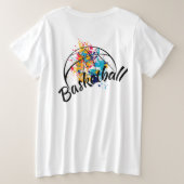 Waterverf Basketball Grote Maat T-shirt (Design achterkant)
