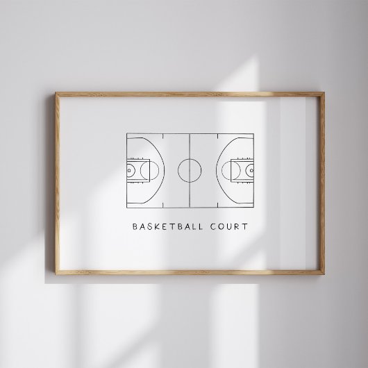 Waterverf basketbalveld poster