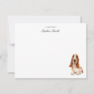 Waterverf Basset Hound Flat Dank je wel Bedankkaart